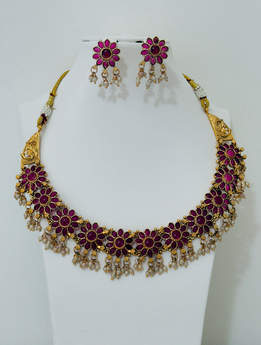 Simple Pink party wear NS with pearl detailing