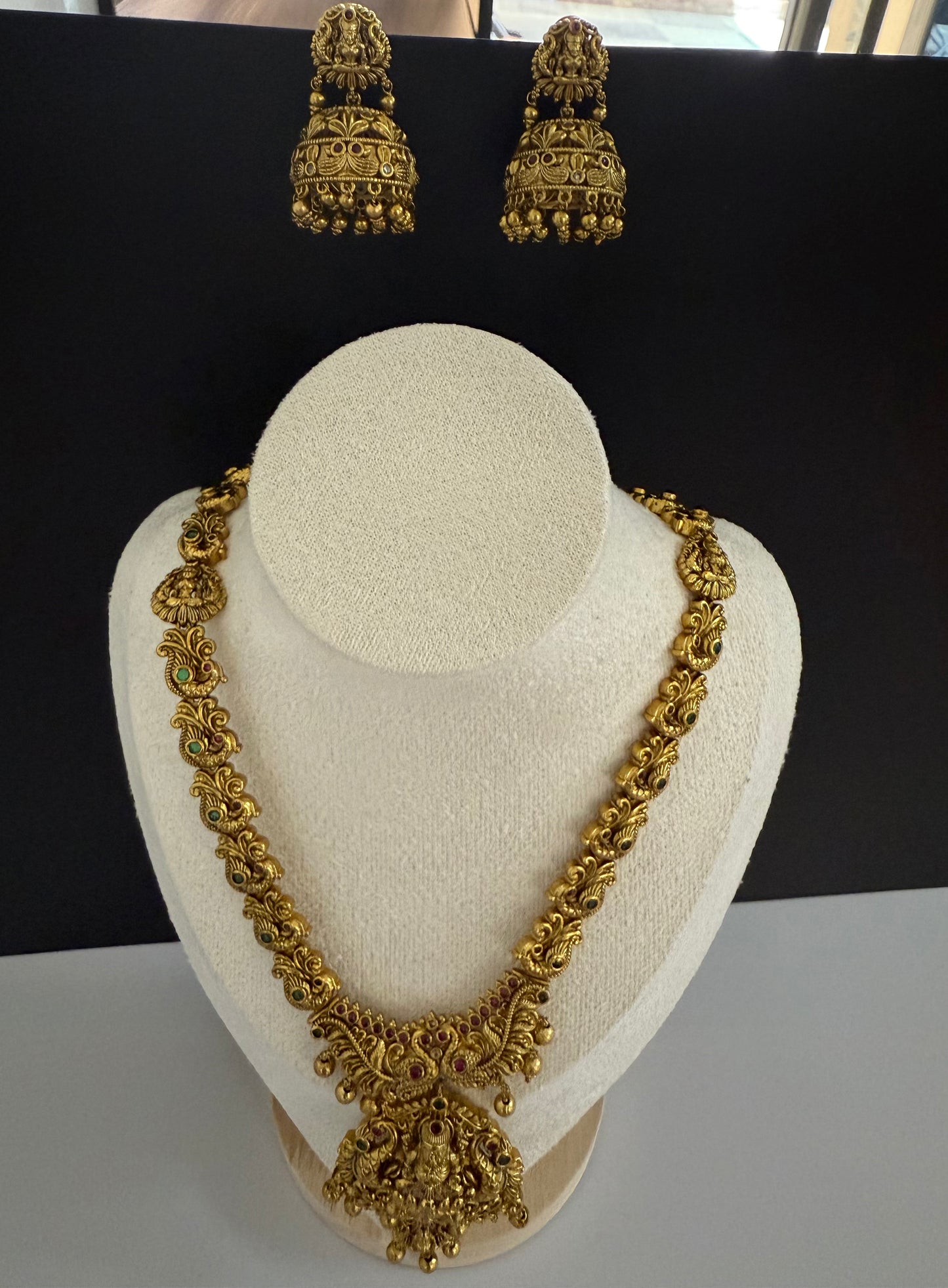 Long Designer Temple set with Jhumka