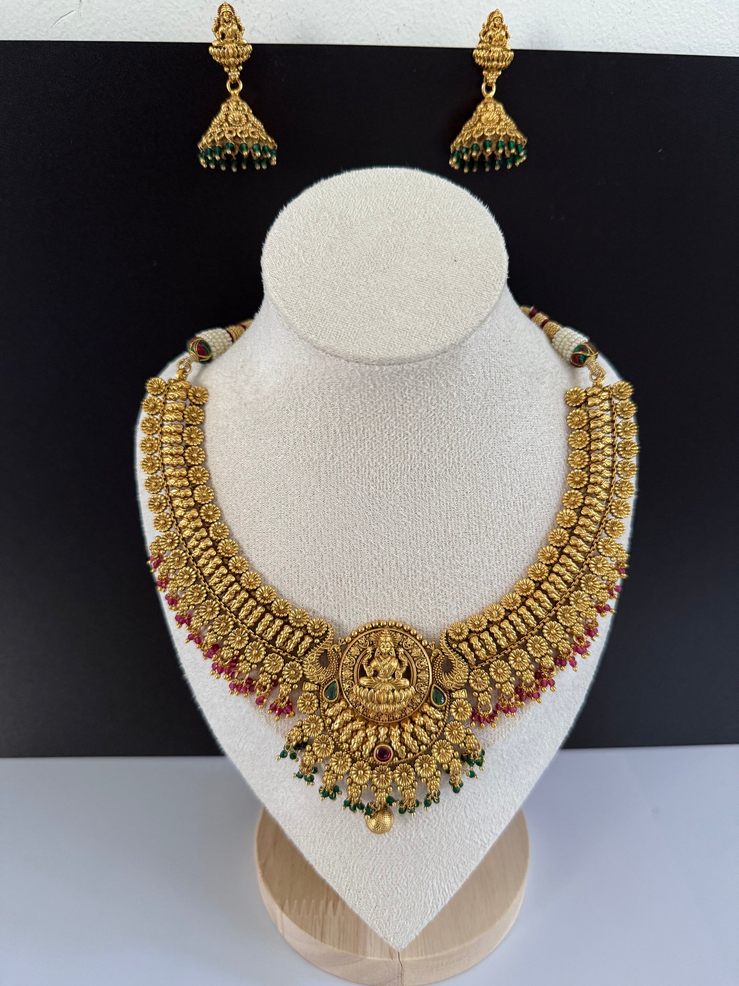 Temple style Necklace set with Jhumka