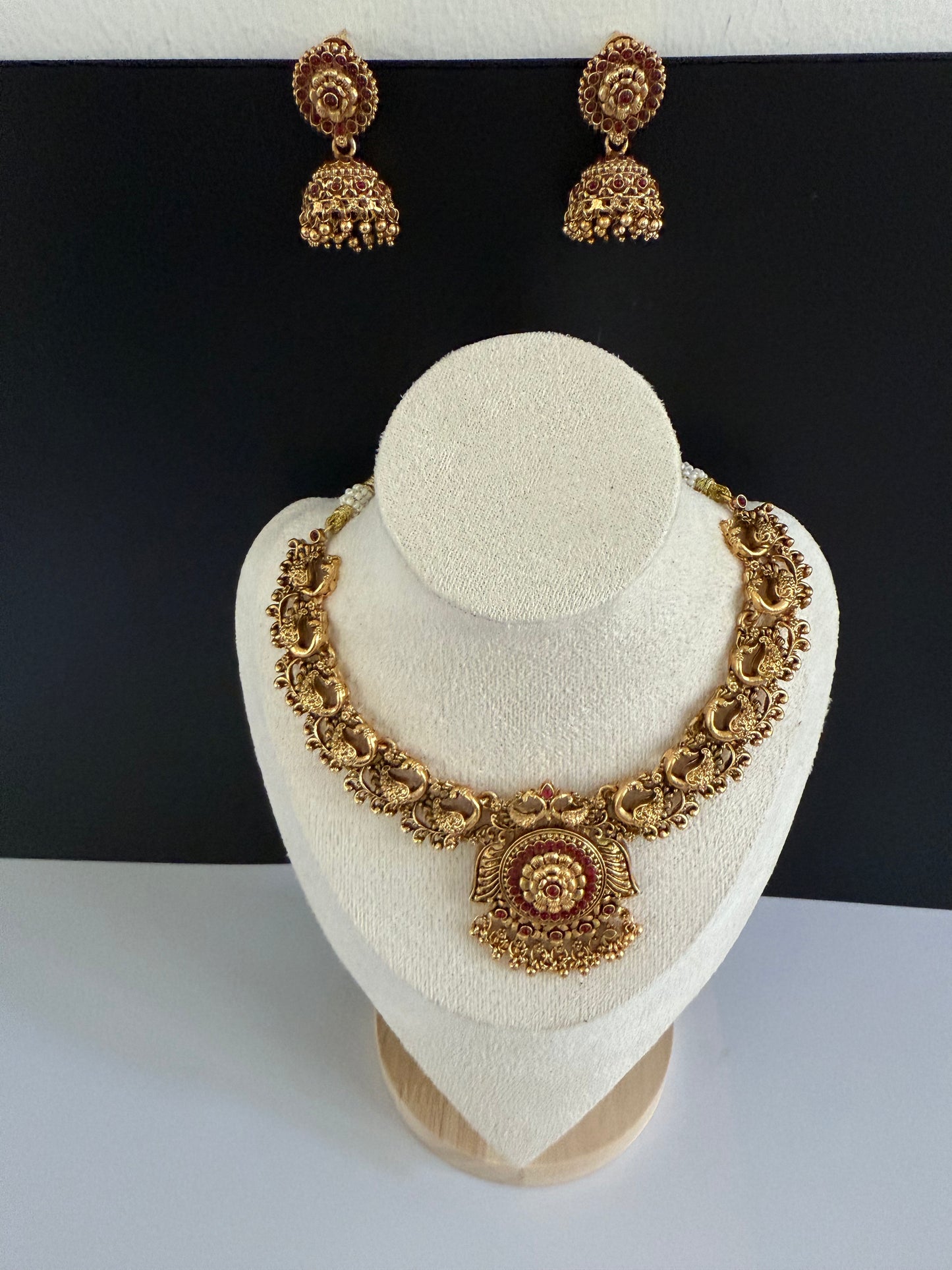 Fulll Peacock style Necklace set with jhumka set