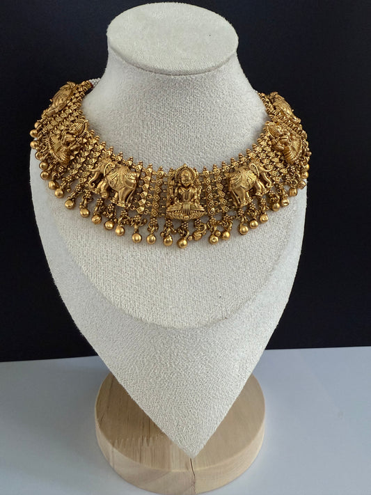 Elephant and Lakshmi Necklace set with Jhumka