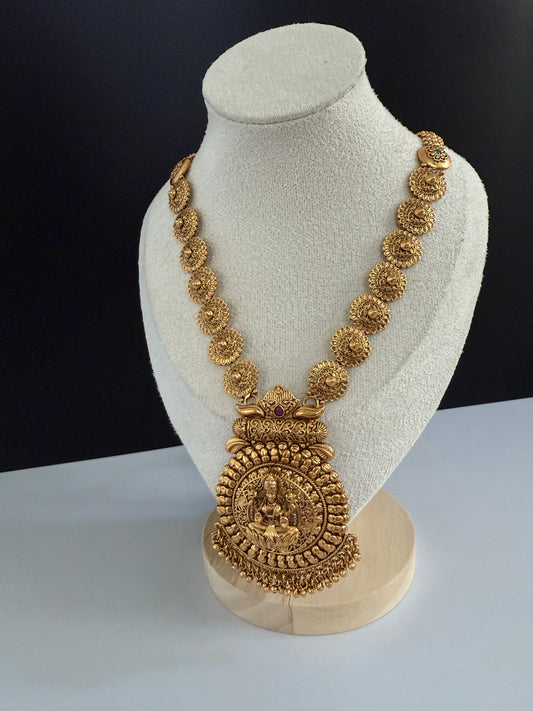 Long  Temple Pendant set with Jhumka (Copy)