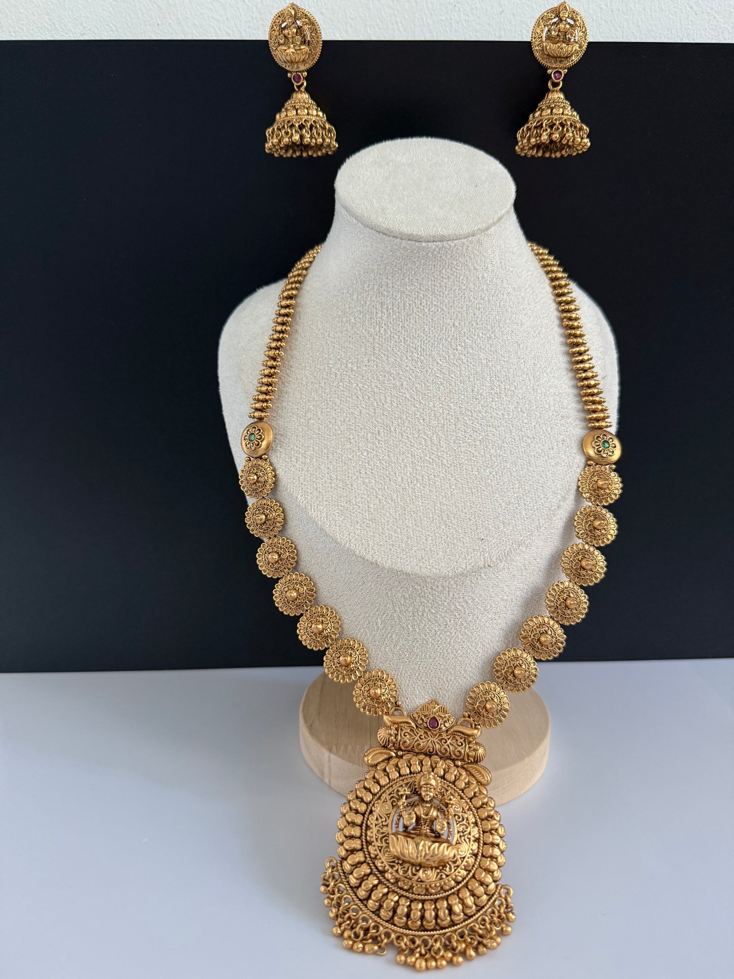 Long Temple Pendant set with Jhumka (Copy)