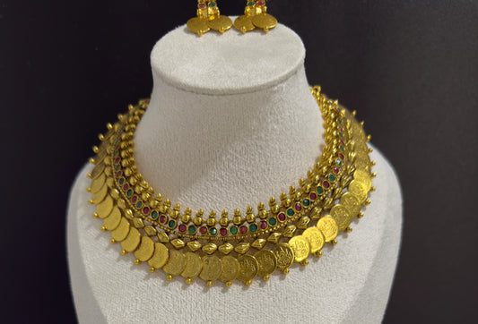 Ruby Green Coin pendant with earring
