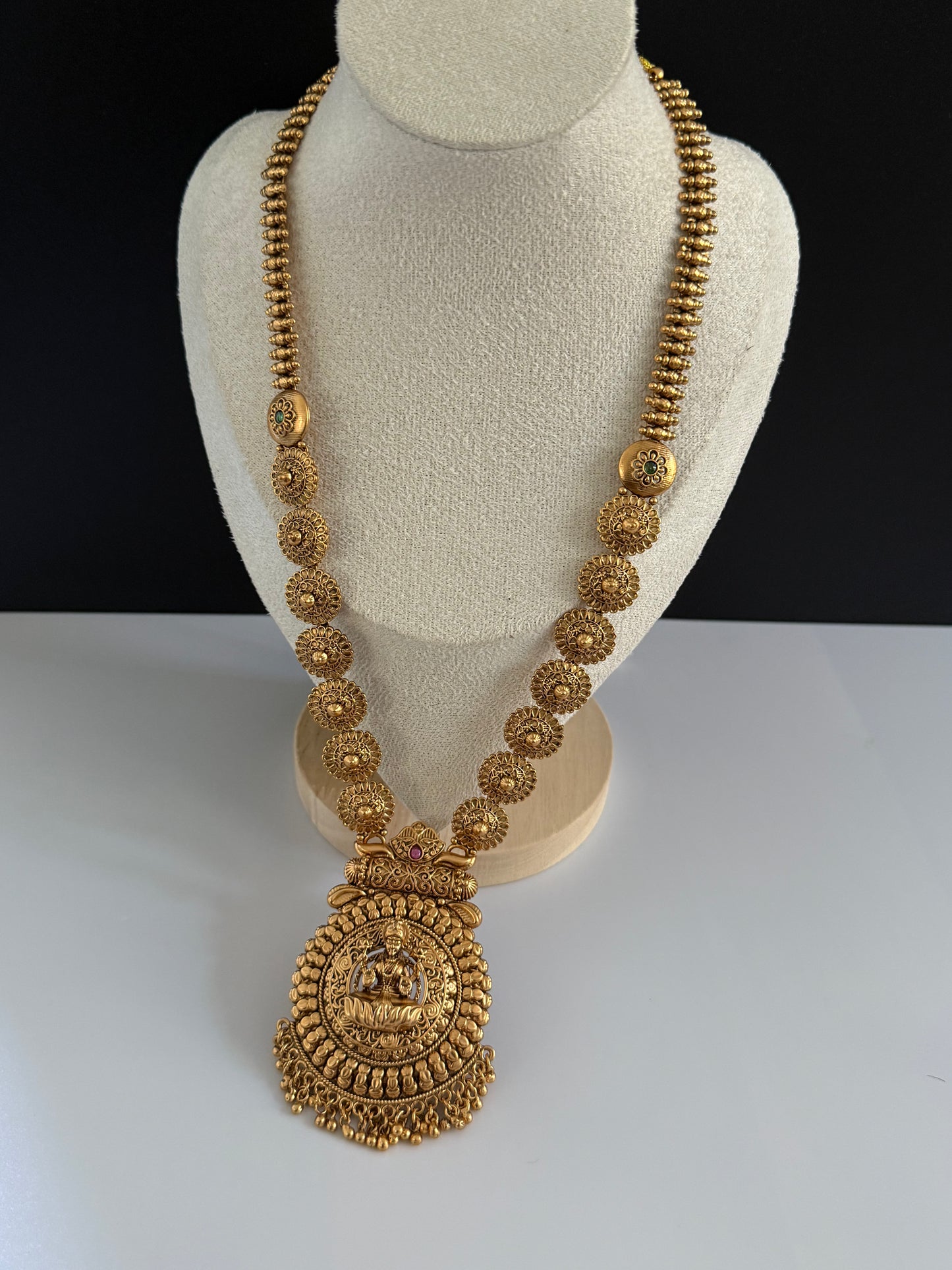 Long  Temple Pendant set with Jhumka (Copy)