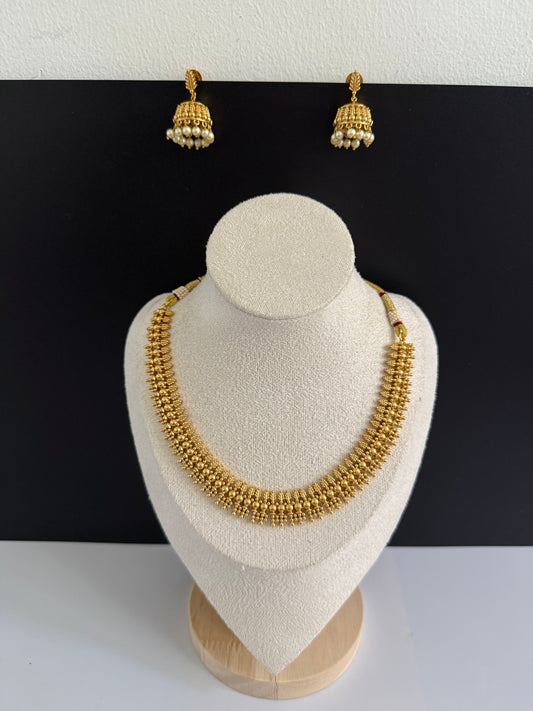 Lightweight Necklace set with pearl jhumka