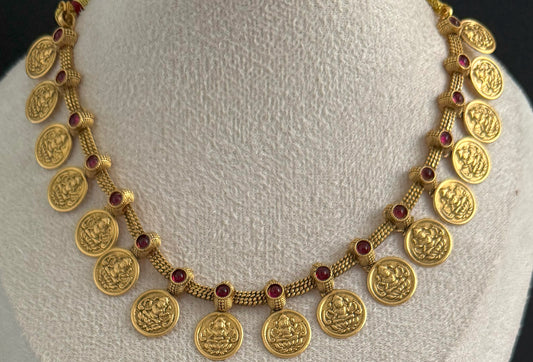 Ruby Coin Necklace Set with earring